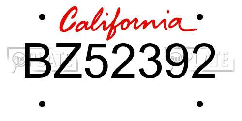 BZ52392 California License Plate