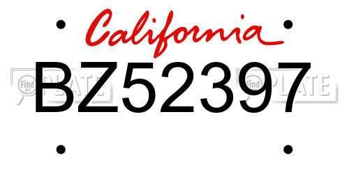 BZ52397 California License Plate