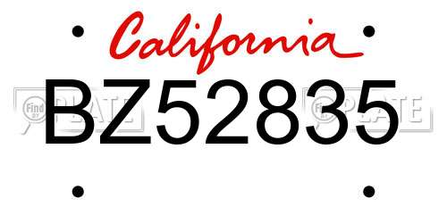 BZ52835 California License Plate
