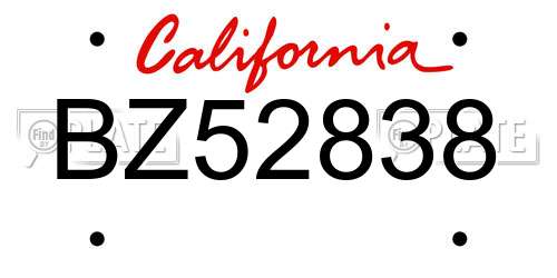 BZ52838 California License Plate