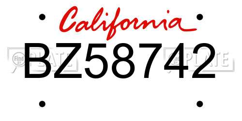 BZ58742 California License Plate