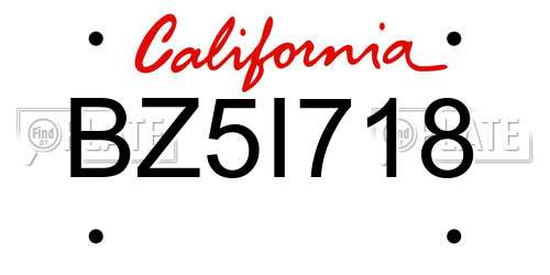 BZ5I718 California License Plate