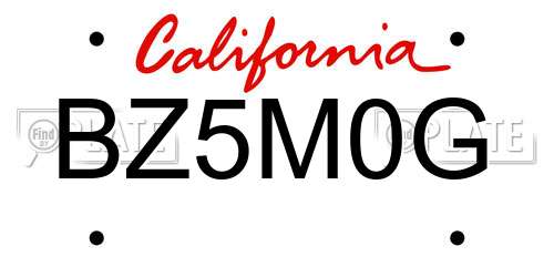 BZ5M0G California License Plate