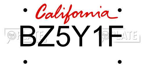 BZ5Y1F California License Plate