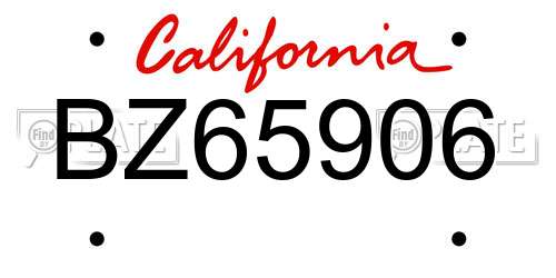 BZ65906 California License Plate