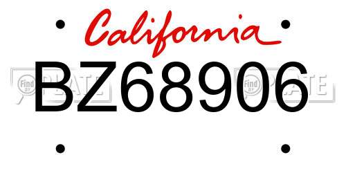BZ68906 California License Plate