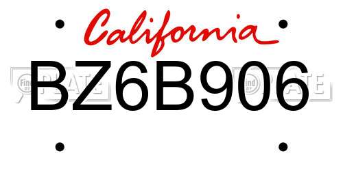 BZ6B906 California License Plate