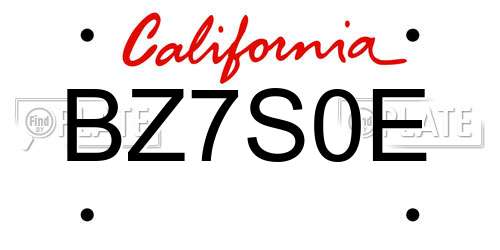 BZ7S0E California License Plate
