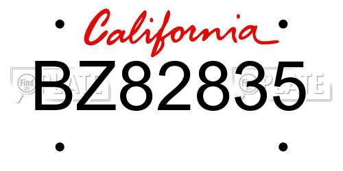 BZ82835 California License Plate