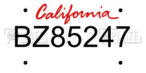 BZ85247 California License Plate