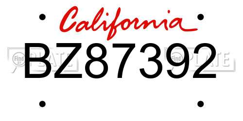 BZ87392 California License Plate