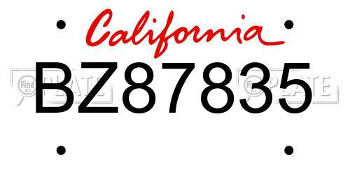 BZ87835 California License Plate