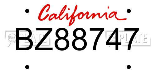 BZ88747 California License Plate
