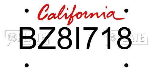 BZ8I718 California License Plate