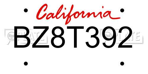 BZ8T392 California License Plate