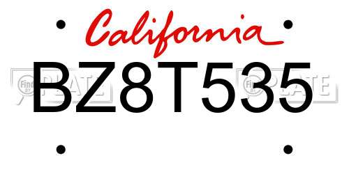 BZ8T535 California License Plate
