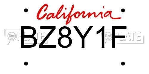 BZ8Y1F California License Plate