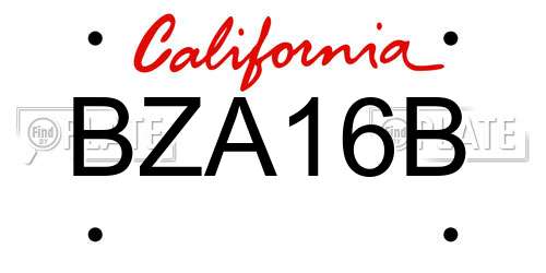 BZA16B California License Plate