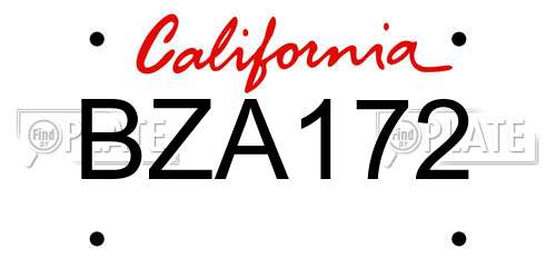 BZA172 California License Plate