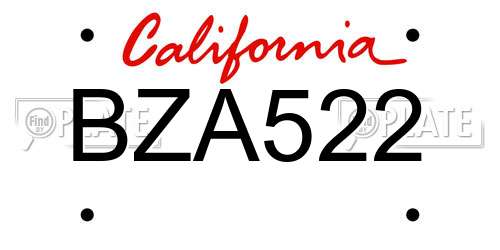 BZA522 California License Plate