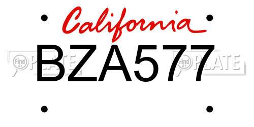 BZA577 California License Plate
