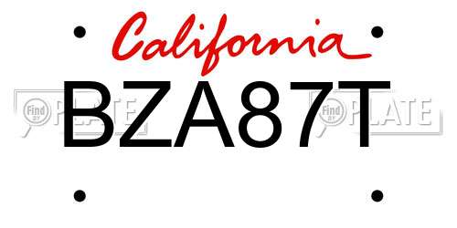 BZA87T California License Plate