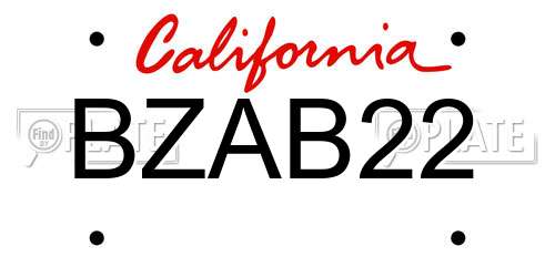 BZAB22 California License Plate