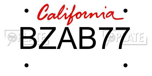 BZAB77 California License Plate