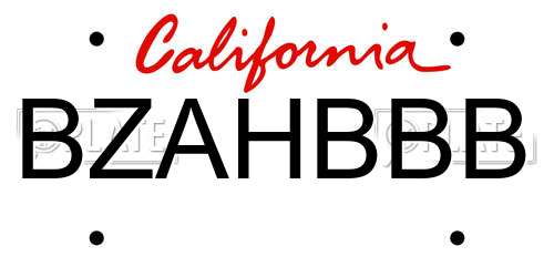BZAHBBB California License Plate