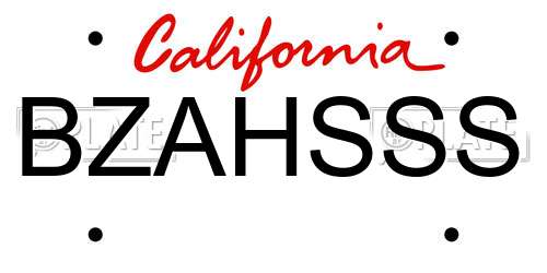 BZAHSSS California License Plate