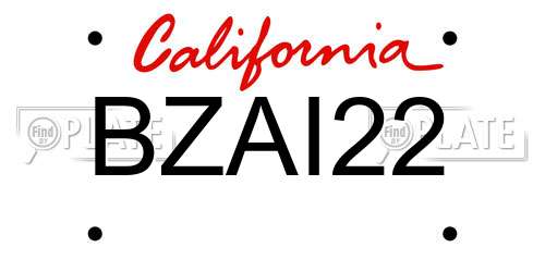 BZAI22 California License Plate