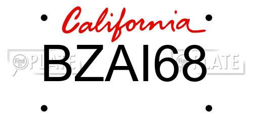 BZAI68 California License Plate