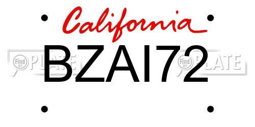 BZAI72 California License Plate