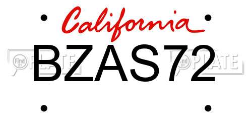 BZAS72 California License Plate