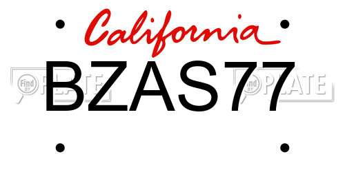 BZAS77 California License Plate