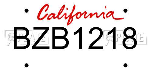 BZB1218 California License Plate