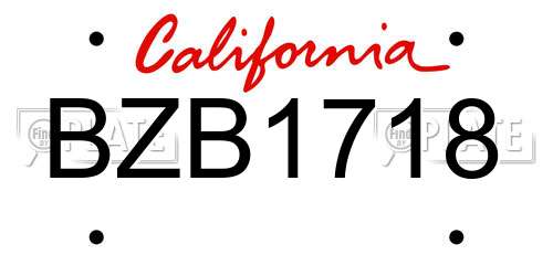 BZB1718 California License Plate