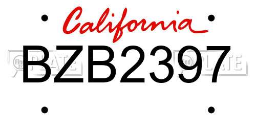 BZB2397 California License Plate