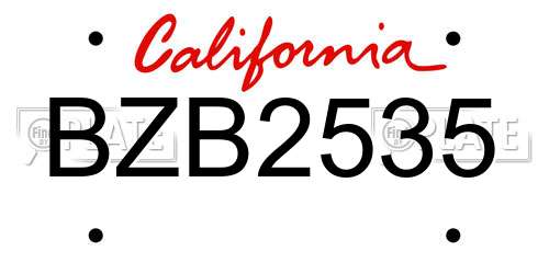BZB2535 California License Plate