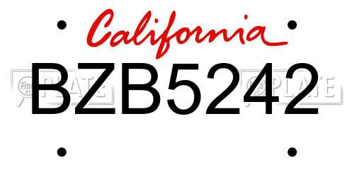 BZB5242 California License Plate