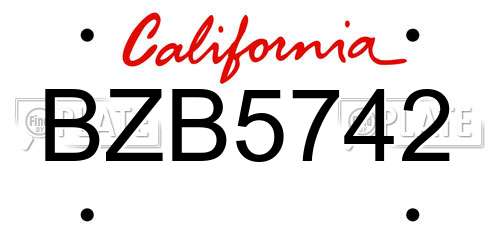BZB5742 California License Plate