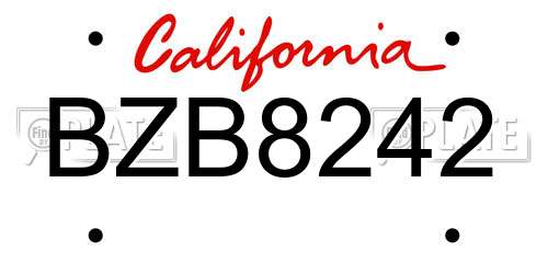 BZB8242 California License Plate