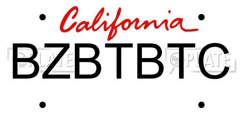 BZBTBTC California License Plate