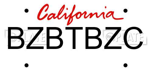 BZBTBZC California License Plate