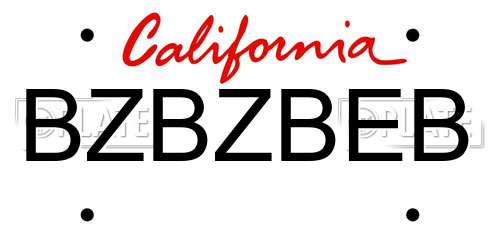 BZBZBEB California License Plate