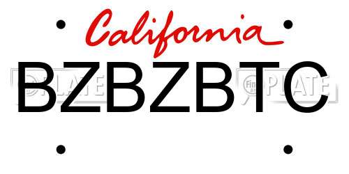 BZBZBTC California License Plate