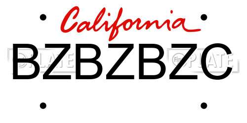 BZBZBZC California License Plate
