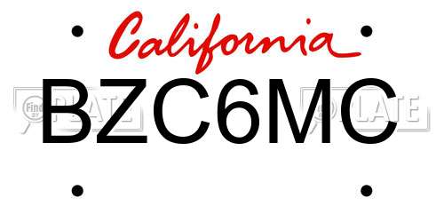BZC6MC California License Plate