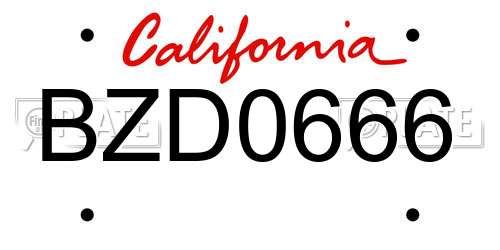 BZD0666 California License Plate