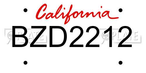 BZD2212 California License Plate